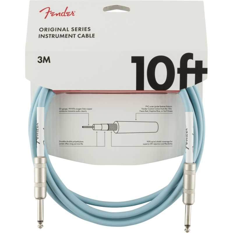 Fender Original Series Instrument Cable, 10', Daphne Blue - 3