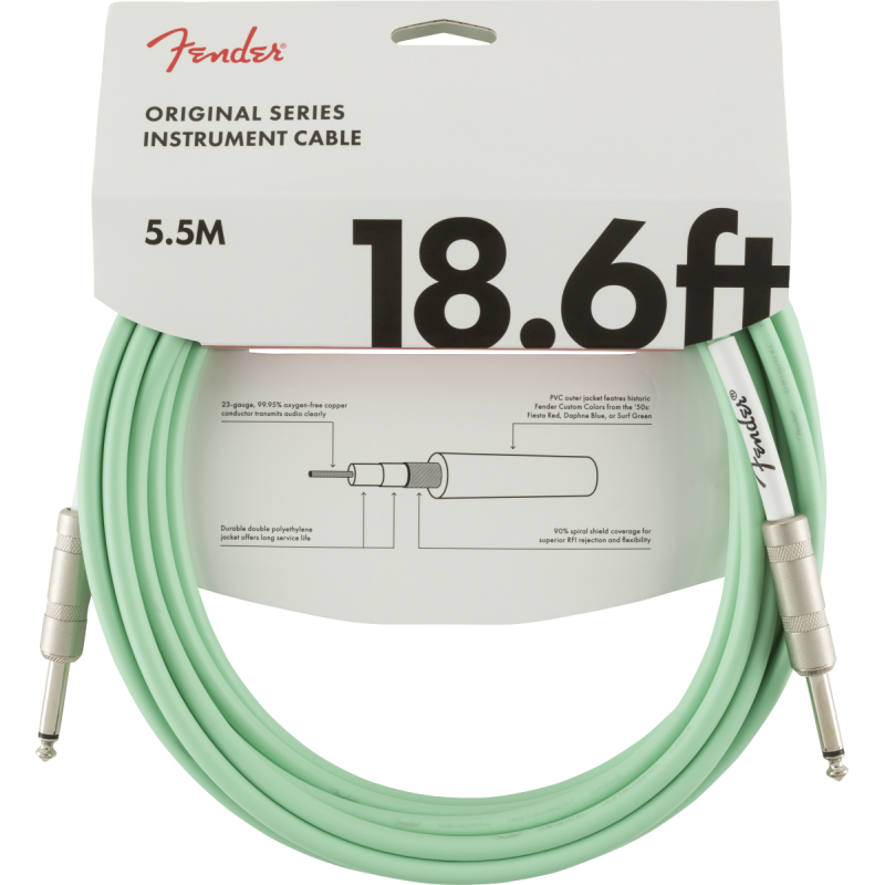 Fender Original Series Instrument Cable, 18.6', Surf Green - 3