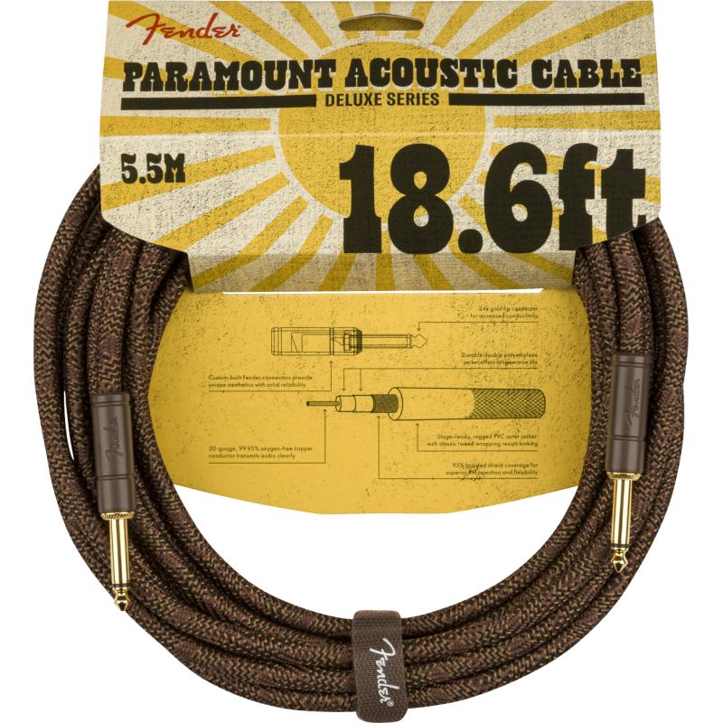 Fender Paramount 18.6' Acoustic Instrument Cable, Brown - 2