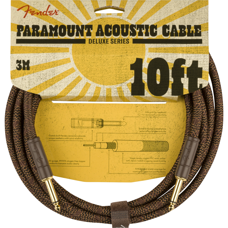 Fender Paramount 10' Acoustic Instrument Cable, Brown - 2