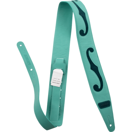 Gretsch  F-Holes Leather Strap, Surf Green and Dark Green, 3" - 1