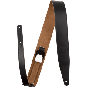 Gretsch  G Brand Leather Strap, Black, 3" - 1