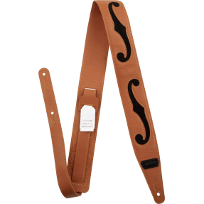 Gretsch  F-Holes Leather Strap, Orange and Black, 3" - 1