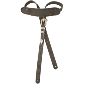 Gretsch  Vintage Tooled Leather Guitar Strap, Black - 1