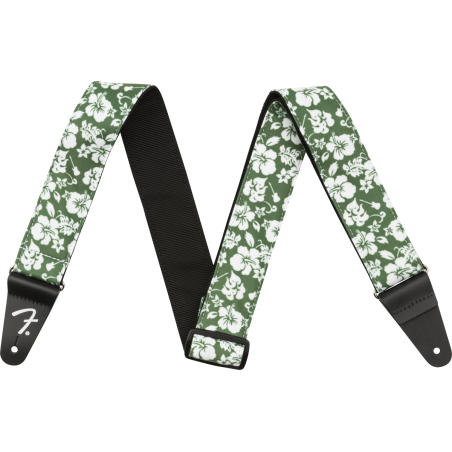Fender 2" Hawaiian Strap, Green Floral - 1