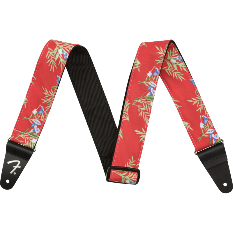Fender 2" Hawaiian Strap, Red Floral - 1 Fender 2" Hawaiian Strap, Red Floral - 1