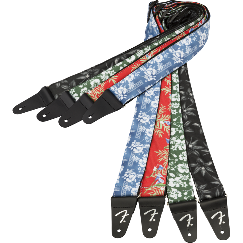 Fender 2" Hawaiian Strap, Red Floral - 4 Fender 2" Hawaiian Strap, Red Floral - 4
