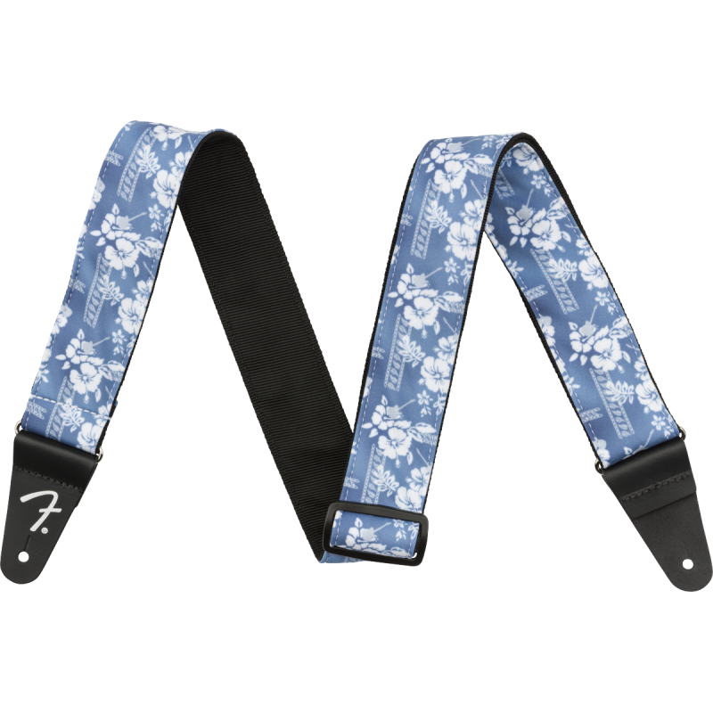 Fender 2" Hawaiian Strap, Blue Floral - 1 Fender 2" Hawaiian Strap, Blue Floral - 1