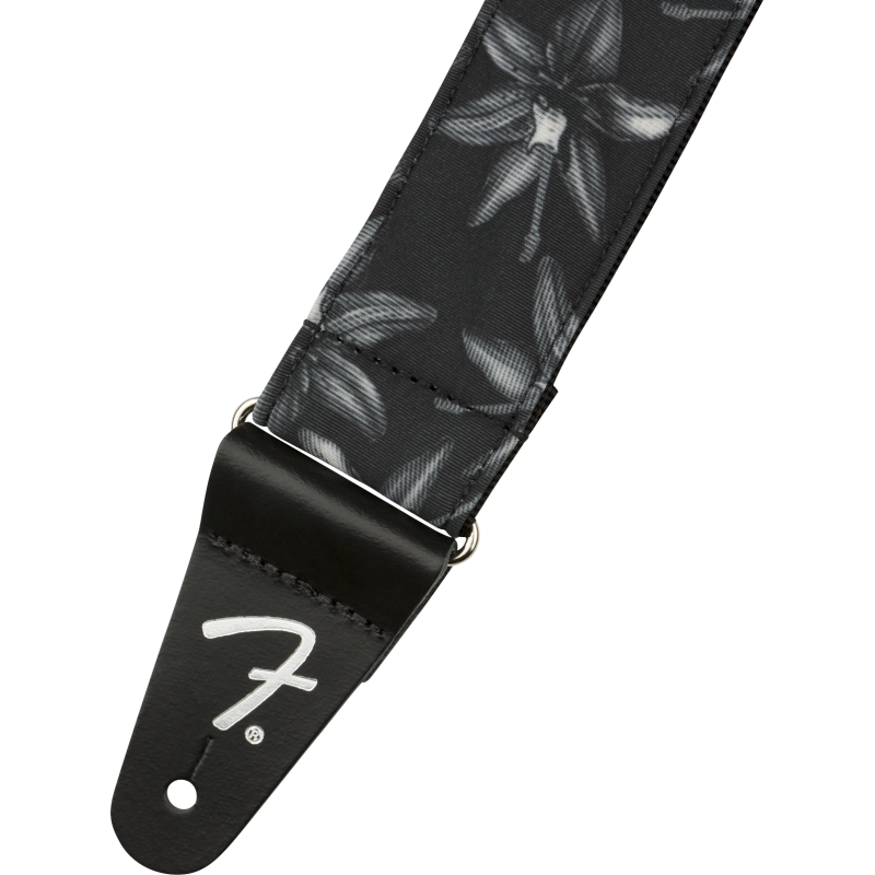 Fender 2" Hawaiian Strap, Black Floral - 2 Fender 2" Hawaiian Strap, Black Floral - 2