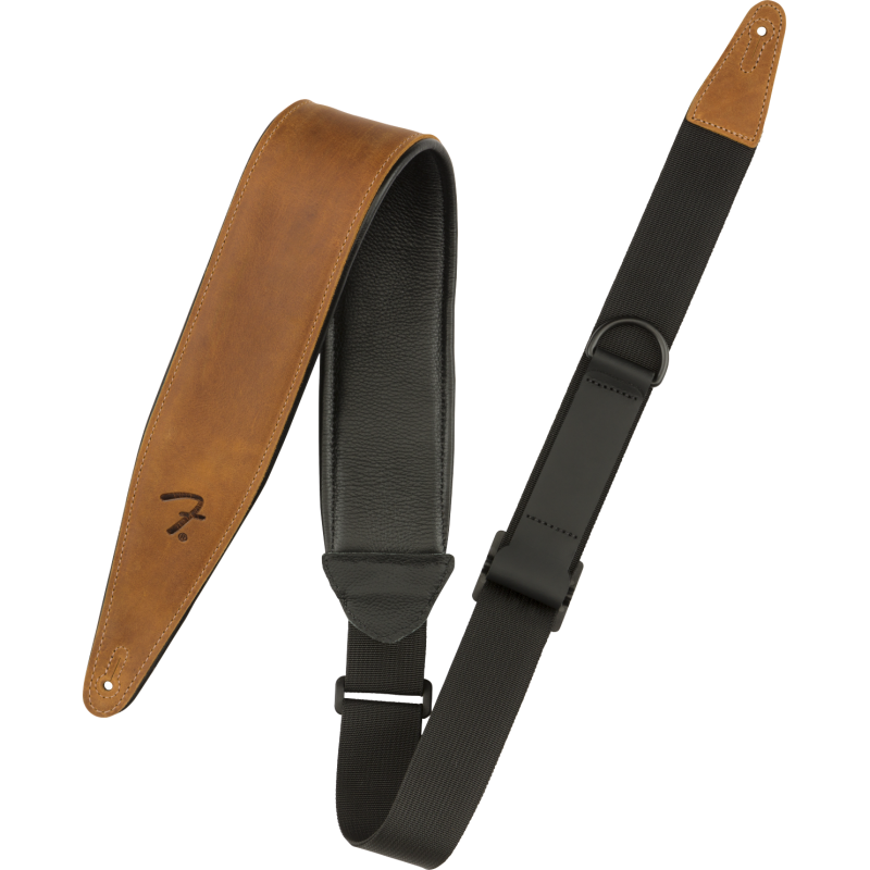 Fender Right Height™ Leather Strap, Cognac, 2.5" - 3 Fender Right Height™ Leather Strap, Cognac, 2.5" - 3