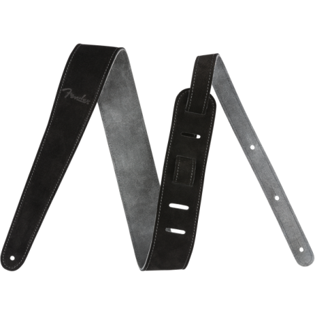 Fender 2" Suede Strap, Black/Gray, Reversible - 1