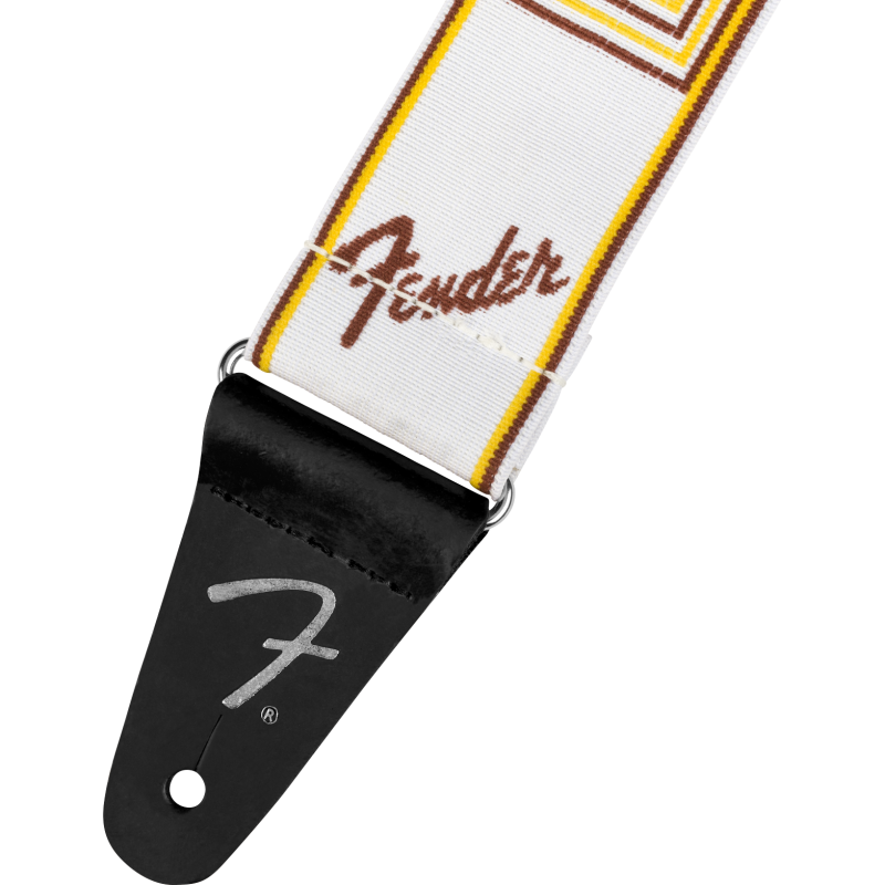 Fender Weighless™ 2" Monogrammed Strap, White/Brown/Yellow - 2