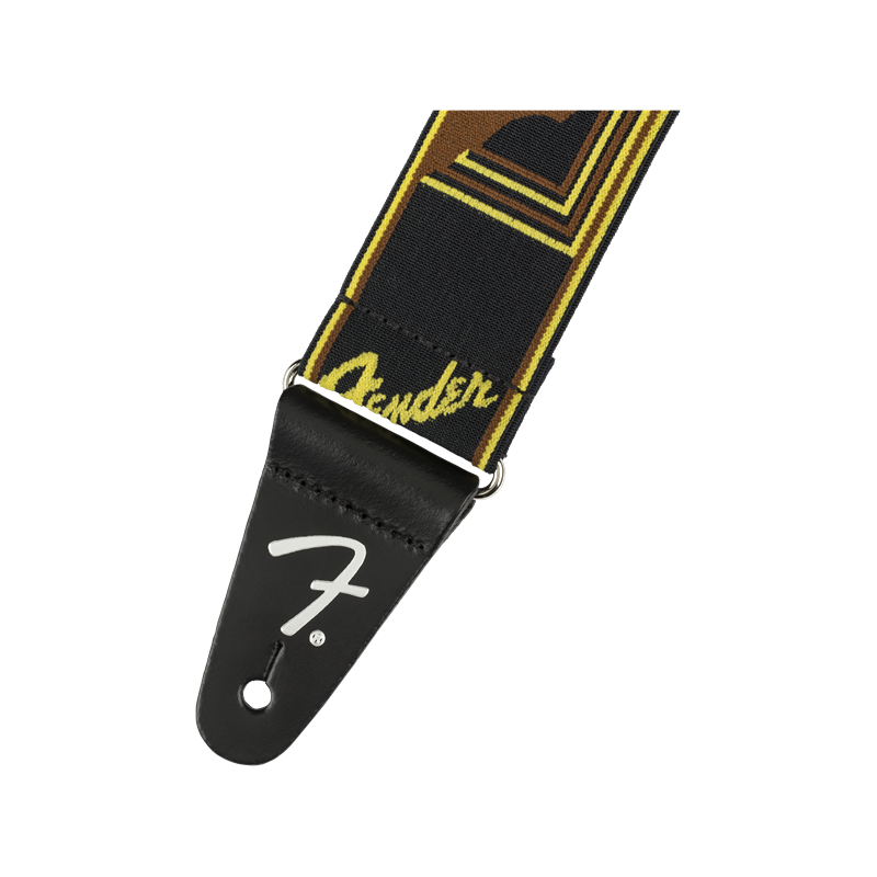 Fender Weighless™ 2" Mono Strap, Black/Yellow/Brown - 2