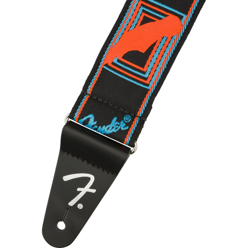 Fender Neon Monogrammed Strap, Blue and Orange, 2" - 2 Fender Neon Monogrammed Strap, Blue and Orange, 2" - 2