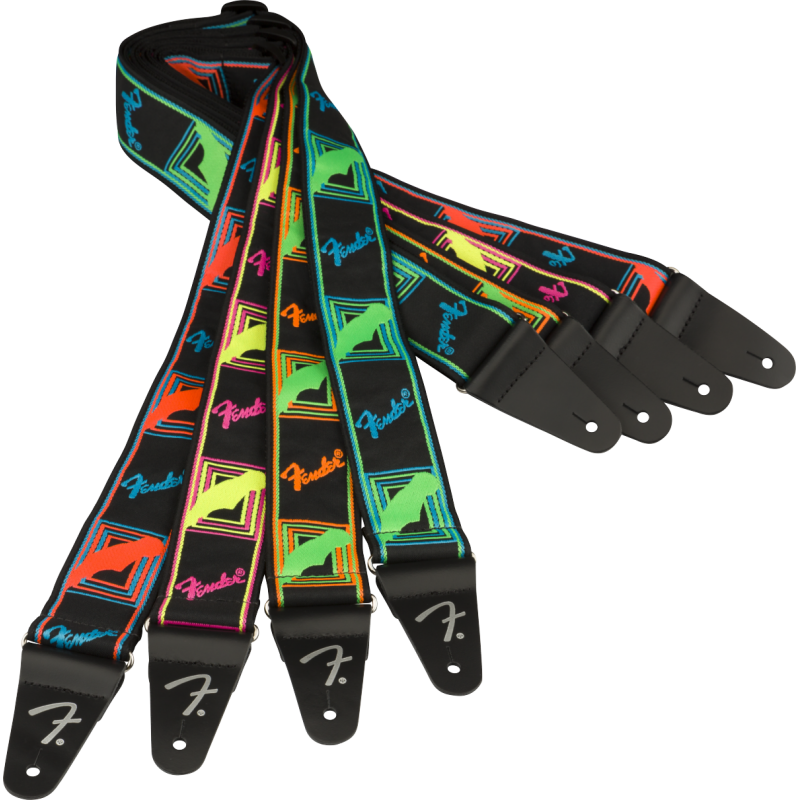Fender Neon Monogrammed Strap, Blue and Orange, 2" - 4 Fender Neon Monogrammed Strap, Blue and Orange, 2" - 4