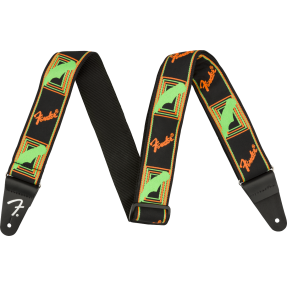 Fender Neon Monogrammed Strap, Green and Orange, 2" - 1