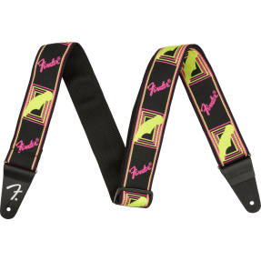 Fender Neon Monogrammed Strap, Pink and Yellow, 2" - 1