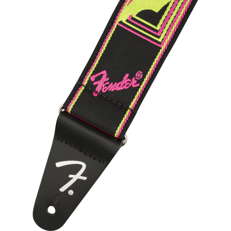 Fender Neon Monogrammed Strap, Pink and Yellow, 2" - 2 Fender Neon Monogrammed Strap, Pink and Yellow, 2" - 2