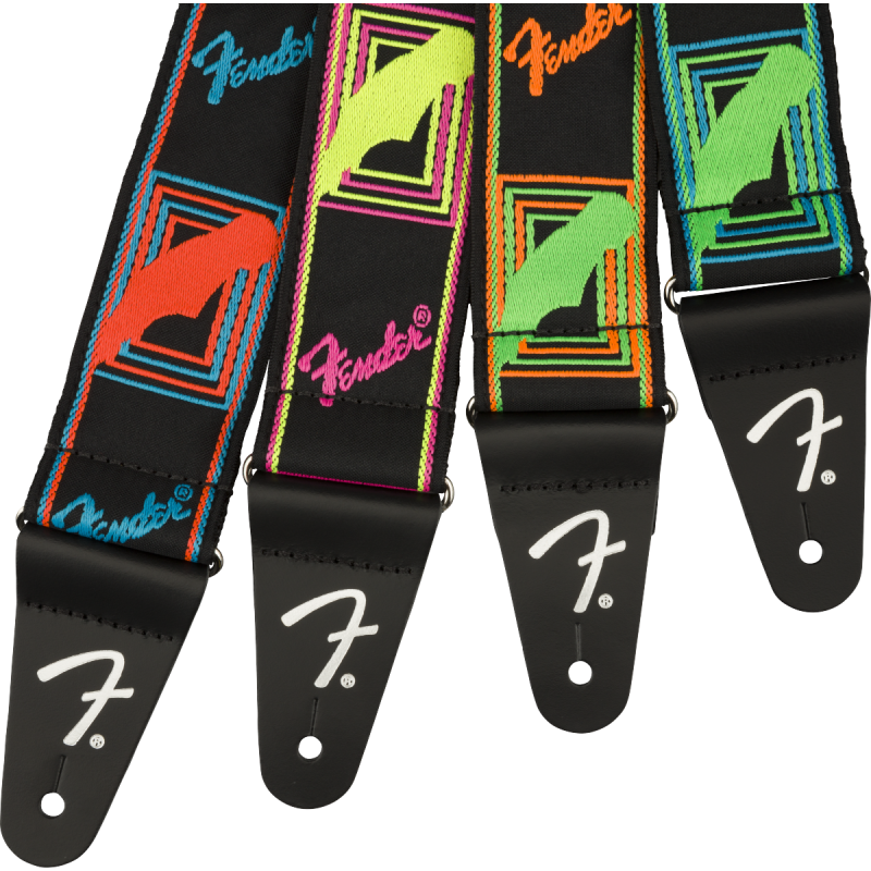Fender Neon Monogrammed Strap, Pink and Yellow, 2" - 3 Fender Neon Monogrammed Strap, Pink and Yellow, 2" - 3