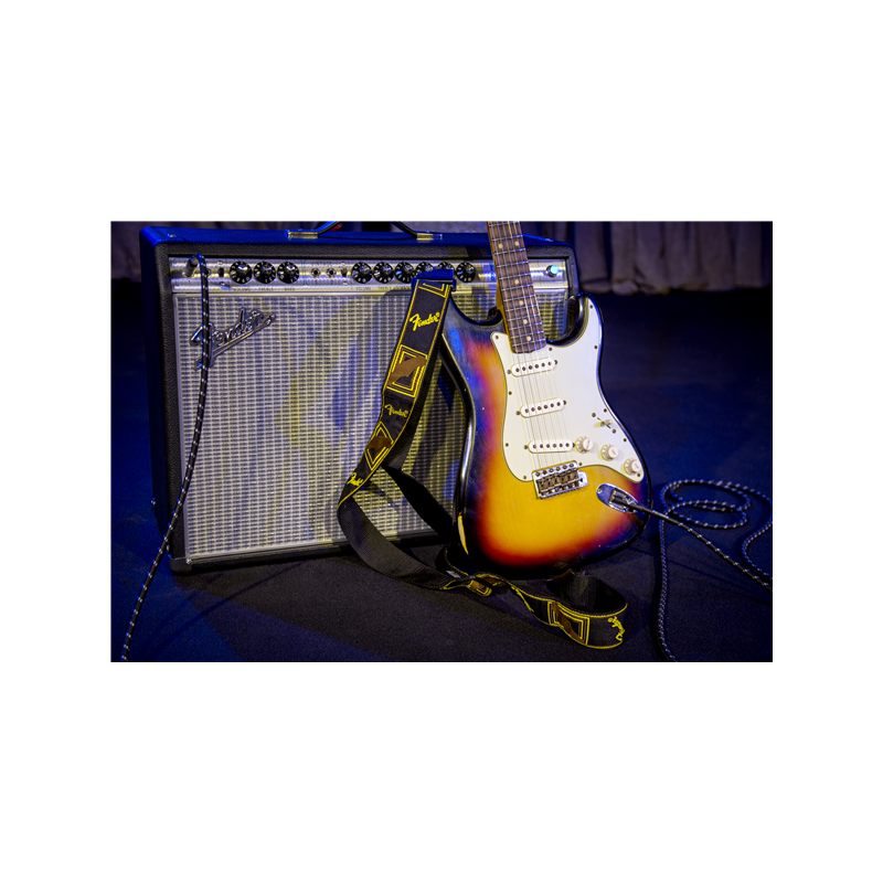 Fender  2" Monogrammed Strap, Black/Yellow/Brown - 2