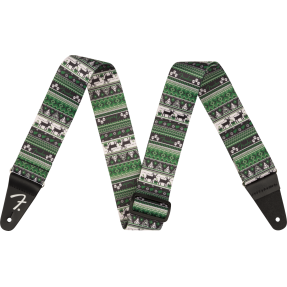 Fender Ugly Xmas Sweater Strap, Green Fair Isle - 1