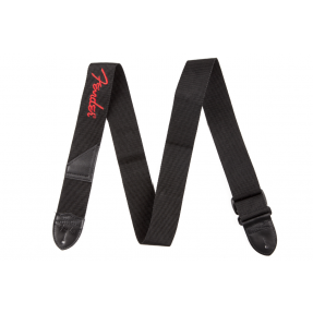 Fender  2" Black Poly Strap w/ Red  Logo - 1