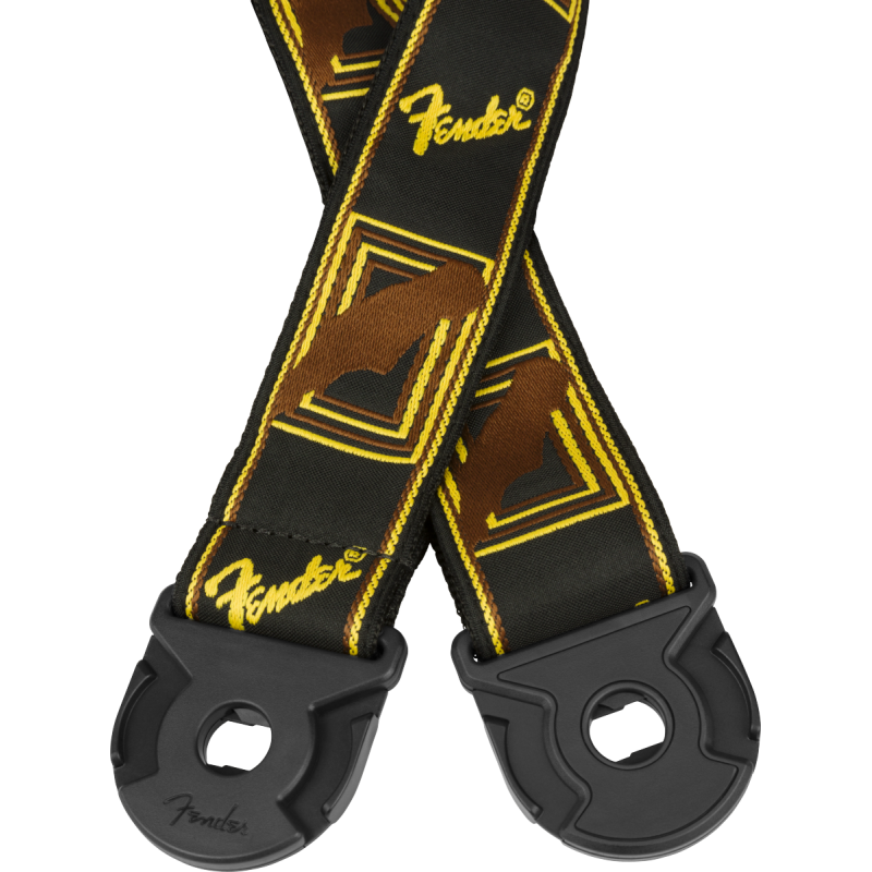 Fender Quick Grip Locking End Strap, Black, Yellow and Brown, 2" - 3 Fender Quick Grip Locking End Strap, Black, Yellow and Brown, 2" - 3