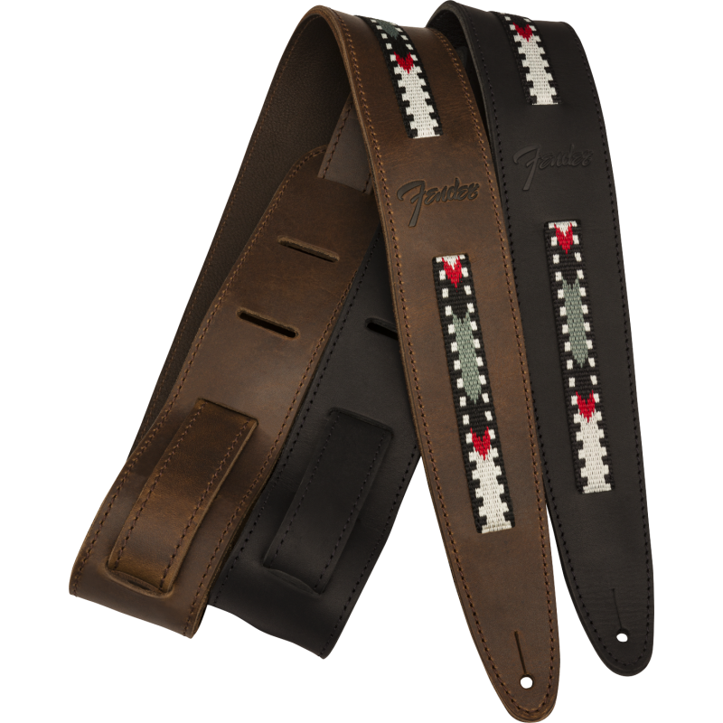 Fender Paramount Acoustic Leather Strap, Brown - 4 Fender Paramount Acoustic Leather Strap, Brown - 4