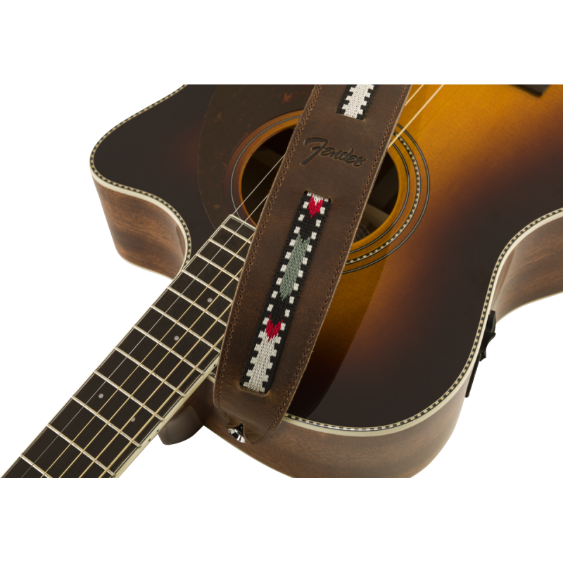 Fender Paramount Acoustic Leather Strap, Brown - 5 Fender Paramount Acoustic Leather Strap, Brown - 5