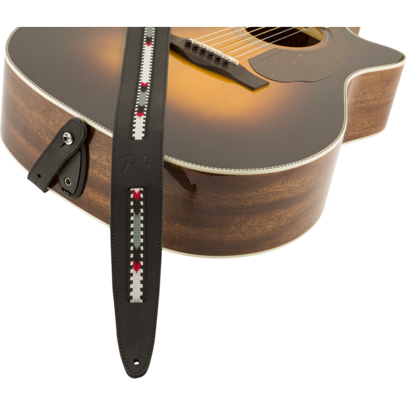 Fender Paramount Acoustic Leather Strap, Black - 5 Fender Paramount Acoustic Leather Strap, Black - 5