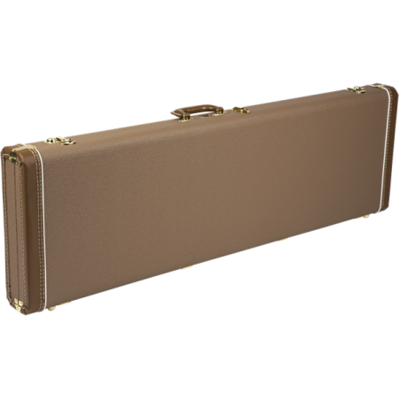 Fender G&G Deluxe Jazz Bass Hardshell Case, Brown with Gold Plush Interior - 1