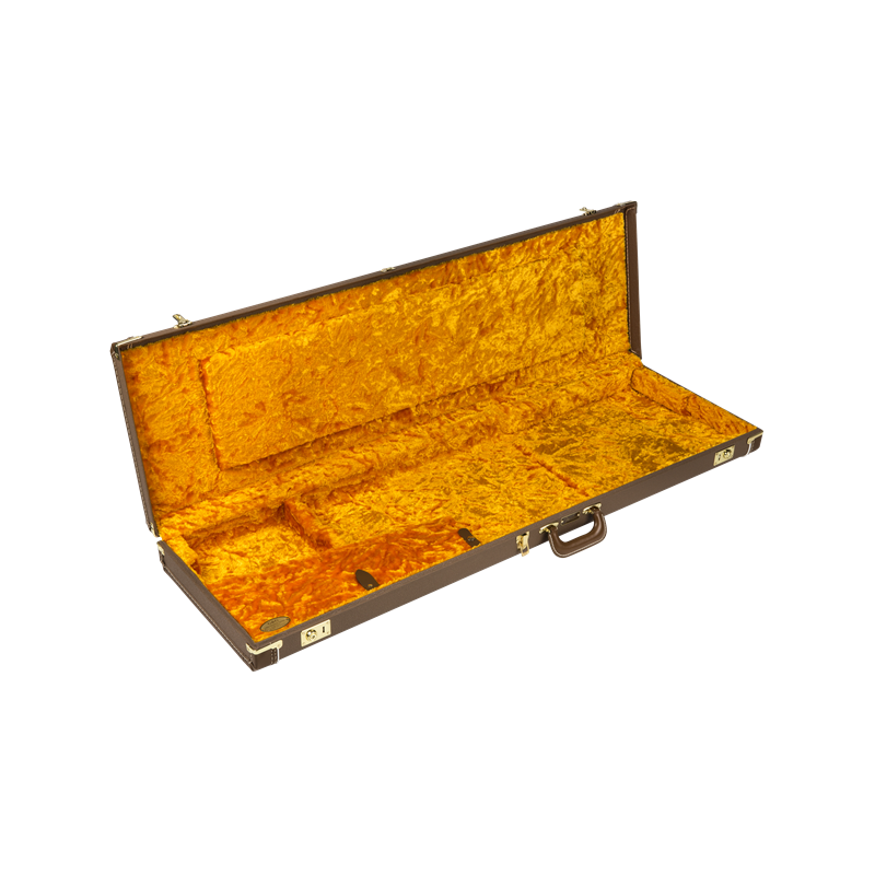 Fender G&G Deluxe Jazz Bass Hardshell Case, Brown with Gold Plush Interior - 3 Fender G&G Deluxe Jazz Bass Hardshell Case, Brown with Gold Plush Interior - 3