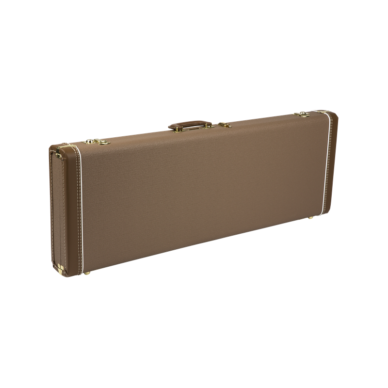 Fender G&G Deluxe Strat/Tele Hardshell Case, Brown with Gold Plush Interior - 1