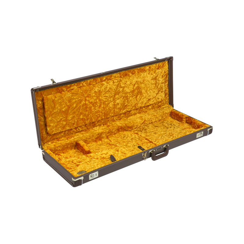 Fender G&G Deluxe Strat/Tele Hardshell Case, Brown with Gold Plush Interior - 3