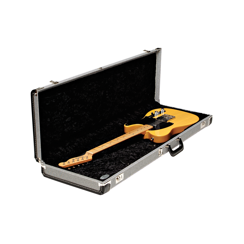 Fender G&G Deluxe Strat/Tele Hardshell Case, Black Tweed with Black Interior - 2