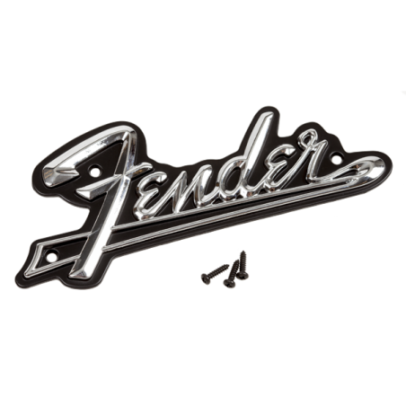 Fender Fender® Black Panel Amplifier Logo, Silver/Black - 1