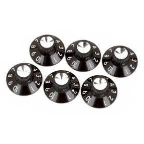Fender Pure Vintage Black/Silver Skirted Amplifier Knobs, (6) - 1