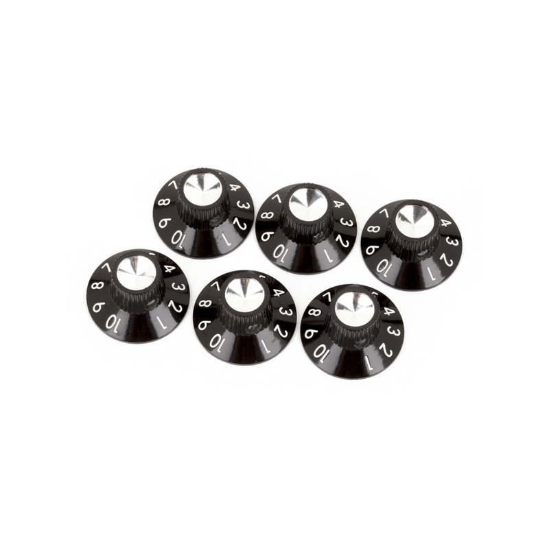 Fender Pure Vintage Black/Silver Skirted Amplifier Knobs, (6) - 1 Fender Pure Vintage Black/Silver Skirted Amplifier Knobs, (6) - 1
