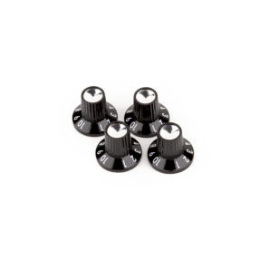 Fender Black/Silver Skirted (1-10) Push-On Amplifier Knobs, Black (4) - 1