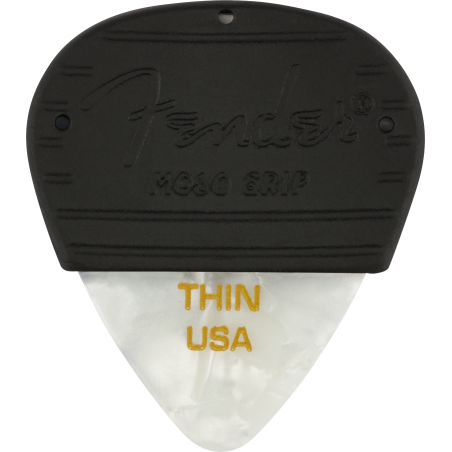 Fender Mojo Grip Picks, Celluloid, Thin, 3-Pack, White Moto - 1