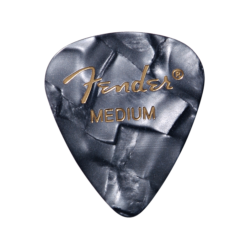 Fender Premium Celluloid 351 Shape Picks, Medium, Black Moto, 144-Pack - 1