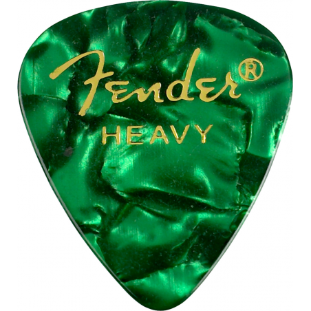 Fender Premium Celluloid 351 Shape Picks, Heavy, Green Moto, 12-Pack - 1