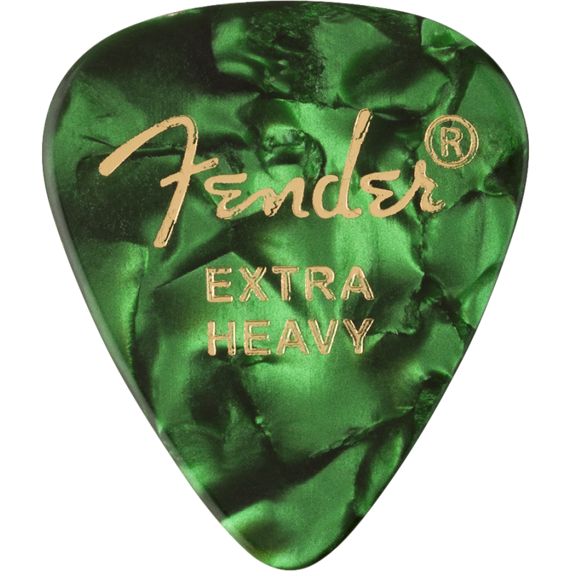 Fender 351 Shape Premium Picks, Extra Heavy, Green Moto, 12 Count - 1 Fender 351 Shape Premium Picks, Extra Heavy, Green Moto, 12 Count - 1
