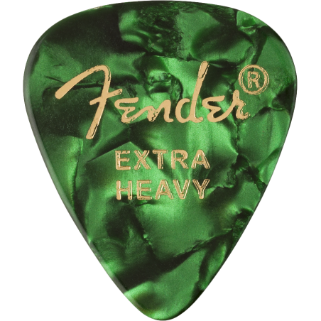 Fender 351 Shape Premium Picks, Extra Heavy, Green Moto, 12 Count - 1