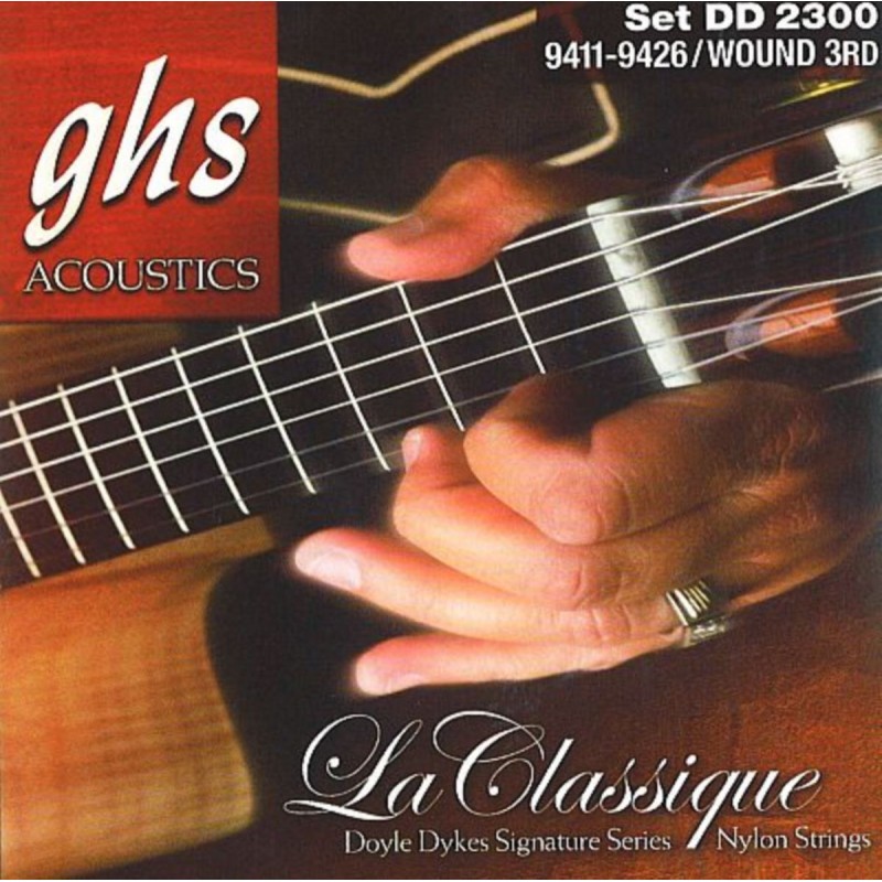 GHS La Classique - Doyle Dykes Signature - Classical Guitar String Set, Tie-On, wound 3rd G-String - 1 GHS La Classique - Doyle Dykes Signature - Classical Guitar String Set, Tie-On, wound 3rd G-String - 1