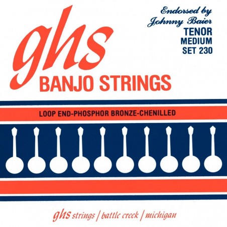 GHS Johnny Baier Signature - 230 - Banjo String Set, 4-String, Loop End, Medium, .011-.030 - 1