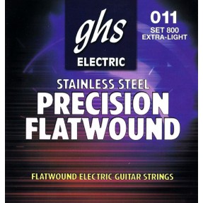 GHS Precison Flatwound - 800 - Electric Guitar String Set, Ultra Light, .011-.046 - 1