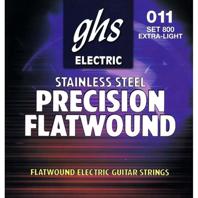 GHS Precison Flatwound - 800 - Electric Guitar String Set, Ultra Light, .011-.046 - 1