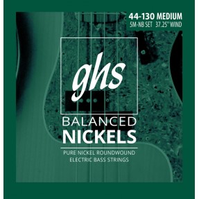 GHS Balanced Nickels - 5M-NB - Bass String Set, 5-String, Medium, .044-.130 - 1