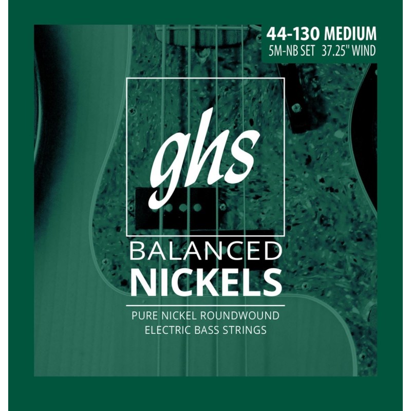 GHS Balanced Nickels - 5M-NB - Bass String Set, 5-String, Medium, .044-.130 - 1